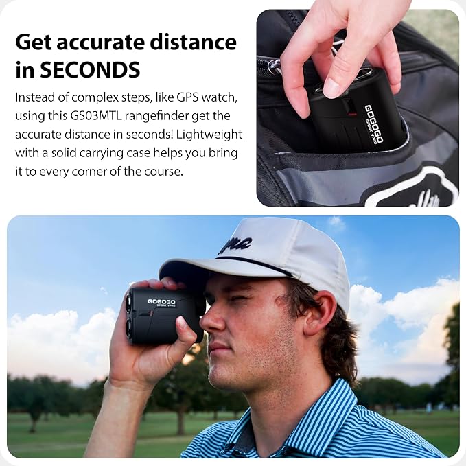 Gogogo Sport Vpro GS03 Laser Golf/Hunting Rangefinder, 1000/1200 Yards Laser Range Finder with 6X Magnification Ultra-Clear View, Lightweight, Slope, Pin-Seeker & Flag-Lock & Vibration
