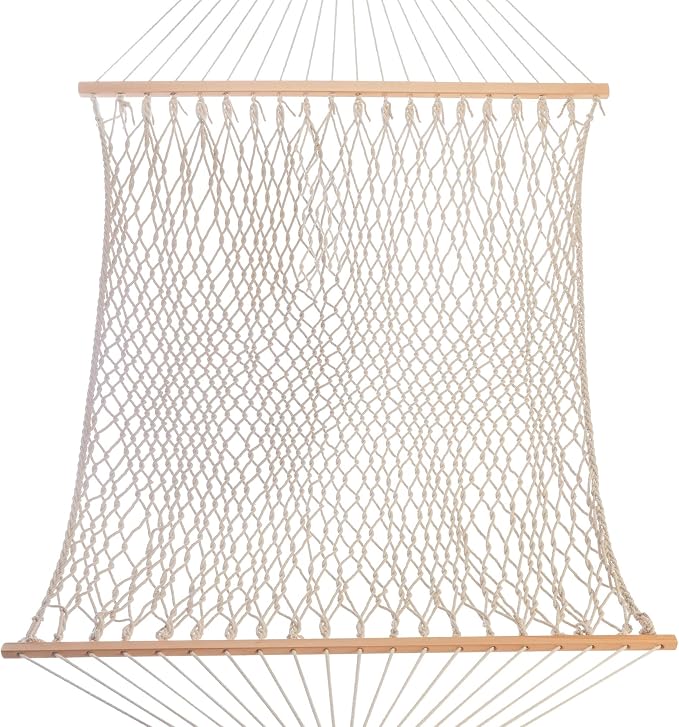 Castaway Living 13 ft. Double Traditional Hand Woven Cotton Rope Hammock – 2-Person, 450 lb Capacity, Free Extension Chains & Tree Hooks, Designed in The USA