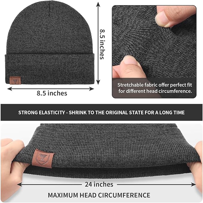 OZERO Winter Balaclava &2 Pcs Beanie: Convertible Face Mask Balaclava + Polar Fleece Winter Beanie Daily Hat for Men & Women (Black & Black+Grey)