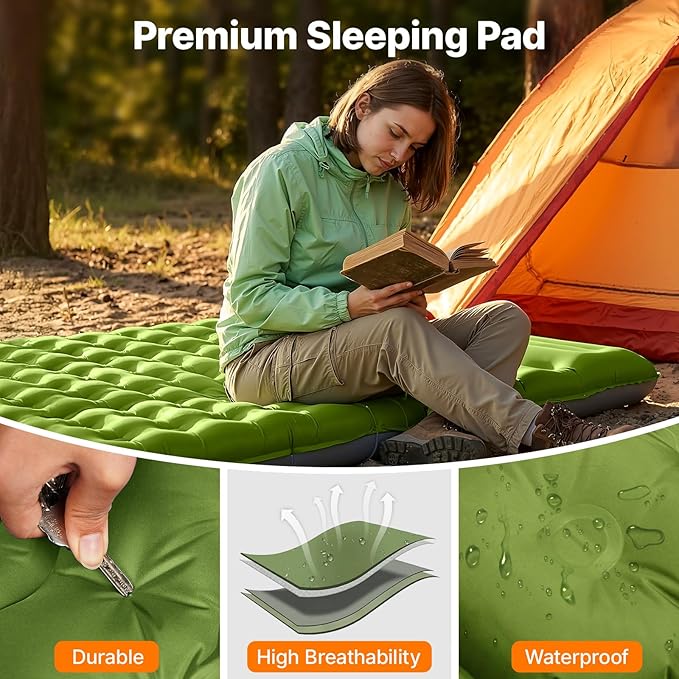OGERY Sleeping Pad, Ultralight Inflatable Sleeping Pad for Camping with Pillow Built-in Foot Pump, 6" Extra-Thick Reinforced Camping Mattress for Hiking, Backpacking, Tent