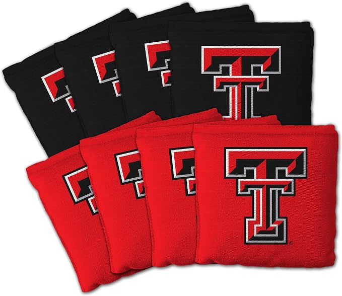 YouTheFan Officially-Licensed NCAA Set of 8 Cornhole Bags - All Weather Dual Sided Slide & Stop - Regulation Size with Carry case