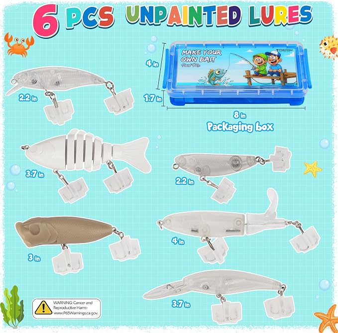 THKFISH DIY Fishing Lure Kit - Kid-Friendly Fishing Gear for Customizing Lures with Tackle Box Perfect Arts and Crafts for Kids, Tackle Box Must-Have