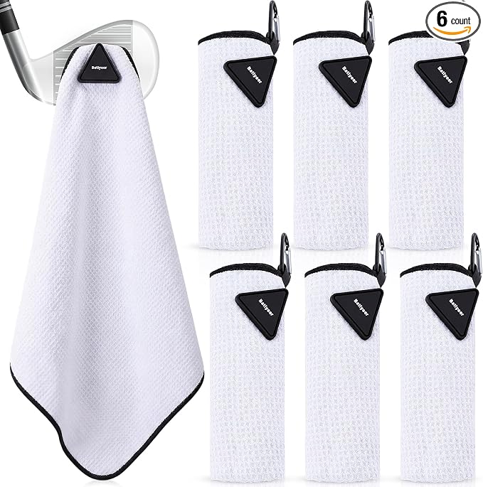 Batiyeer Magnetic Golf Towel Bulk 16" x 16" Microfiber Fabric Towels with Clip Waffle Absorbent Strength Magnet Golf Accessories Ball Cleaner for Carts Men