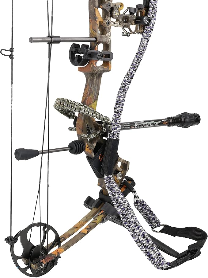 SUNYA Paracord Compound Bow Sling with V2 Upgraded Magnetic Connection System. Lightweight Hands Free Shoulder Carrying Sling for Bow Hunting, Field Archery and 3D