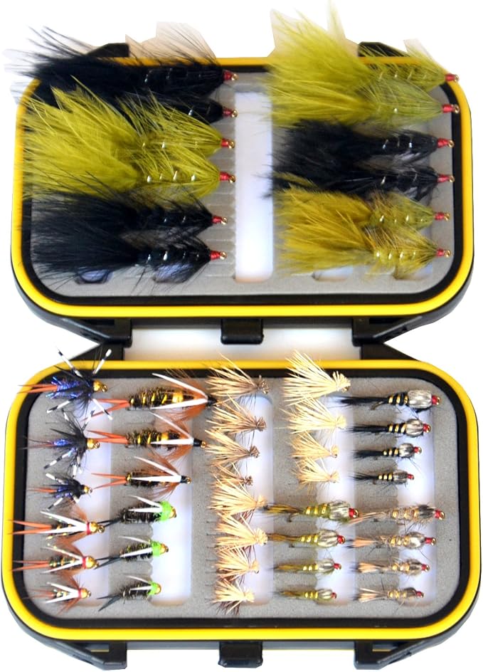 Outdoor Planet Premium Fly Fishing Flies Assortment, 12/24 /48 /66pcs Dry/Wet/Nymph/Streamer Flies, Trout/Bass/Panfish/Salmon Fishing Flies