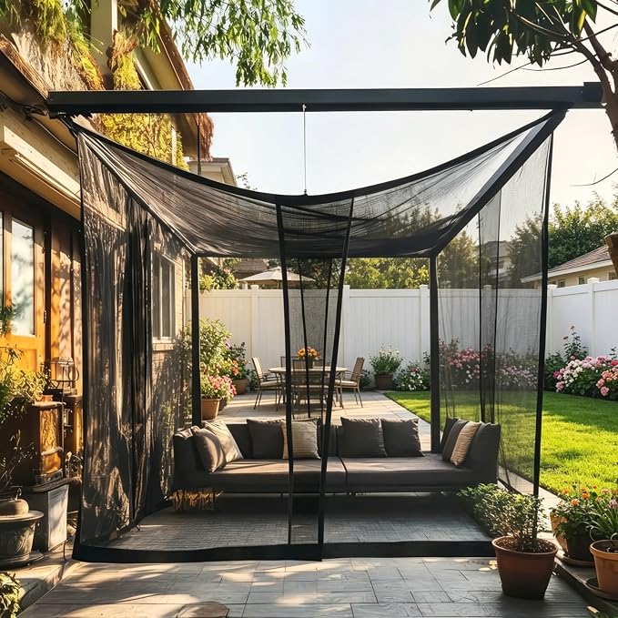 10'x10'x8.2' Outdoor Camping&Patio Mosquito Netting,Large Mosquito Netting with Hanging Ropes for Patio Camping Home Outdoor Travel (White)