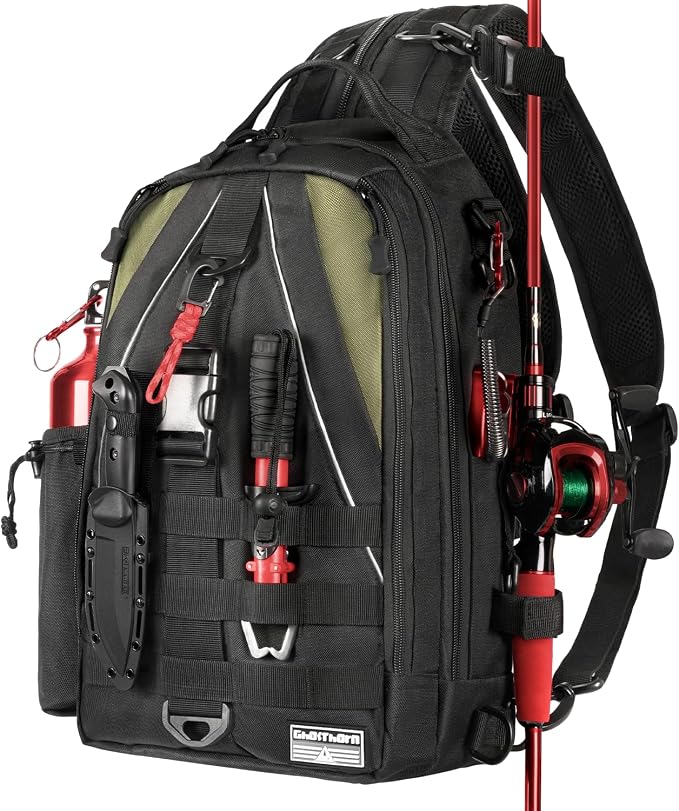 Ghosthorn Fishing Backpack with Tackle Boxes Fish Lip Gripper Pliers Lures Waterproof Tackle Bag with Rod Holder Fishing Gear