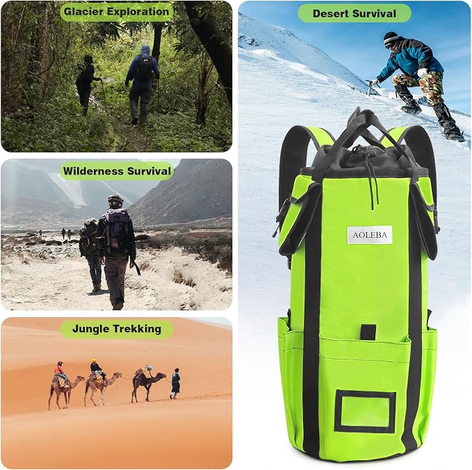 AOLEBA Arborist Rope Storage Bag Tree Climbing Rock Rope Bucket Backpack Rope Storage Bag Large Capacity 1680D Thicken Nylon Material with Hand Straps, Side Pockets