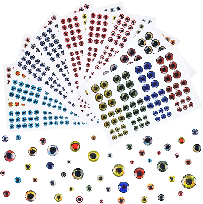 SILANON 1425pcs Fishing Lure Eyes, 3D/4D/5D Fishing Eyes Artificial Realistic Fish Eyes Fly Tying Eyes for Making Fishing Bait Lures Crafts DIY Materials Tool