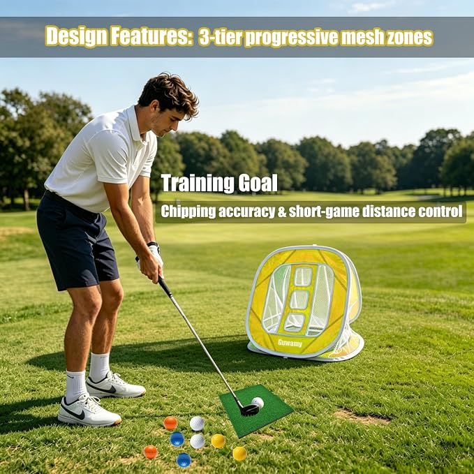 3-in-1 Pop Up Golf Chipping Net – Precision & Distance Trainer, Easy Indoor/Outdoor Setup – Ideal Gift