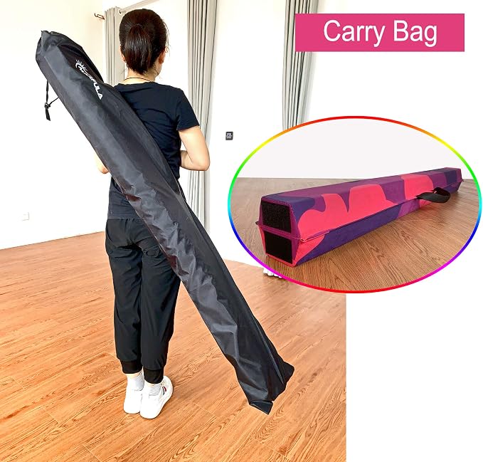 MARFULA 6 FT / 8 FT / 9 FT Folding Gymnastics Beam Foam Balance Floor Beam - Extra Firm - Suede Cover - Anti Slip Bottom with Carry Bag for Kids/Adults Home Use
