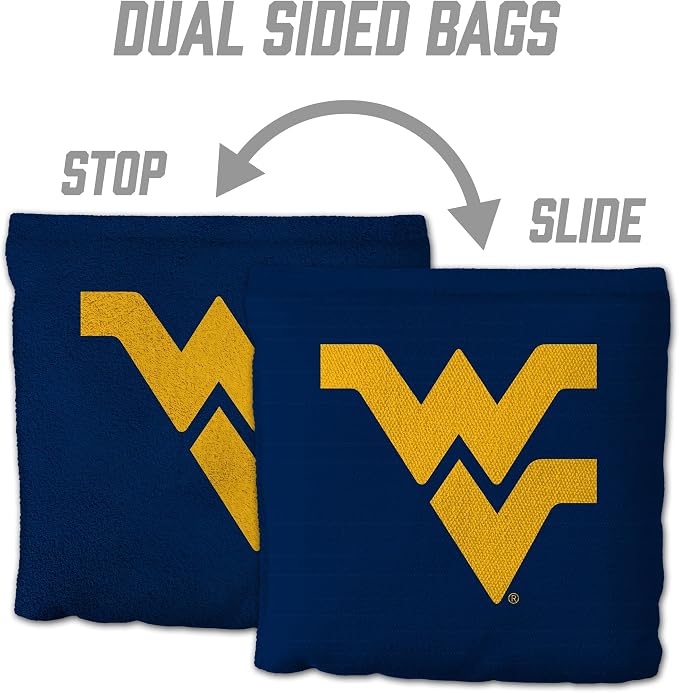 YouTheFan Officially-Licensed NCAA Set of 8 Cornhole Bags - All Weather Dual Sided Slide & Stop - Regulation Size with Carry case