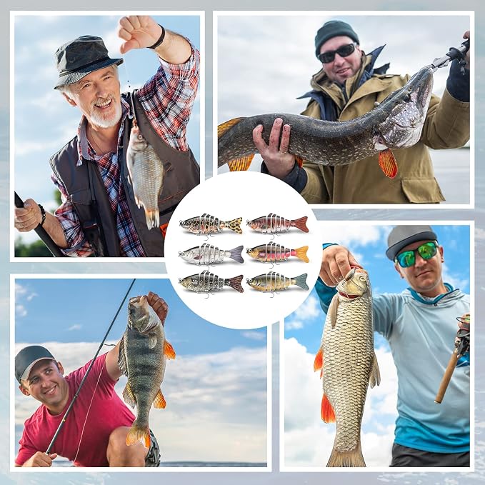Talltalk 16 Pcs Fishing Lures for Bass Trout Perch Freshwater Trout Perch Freshwater Swimming Fishing Bait Swimbaits for Bass Slow Sinking Lifelike Fish Kit