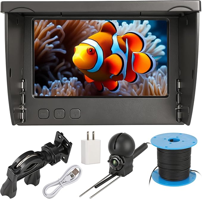Underwater Fishing Camera 5000mAh/8000mAh Battery,4.3"/5" LCD & IR Night Vision, IP68 Waterproof Portable Fish Camera,98ft Cable for Ice, Lake, Boat & Kayak Fishing