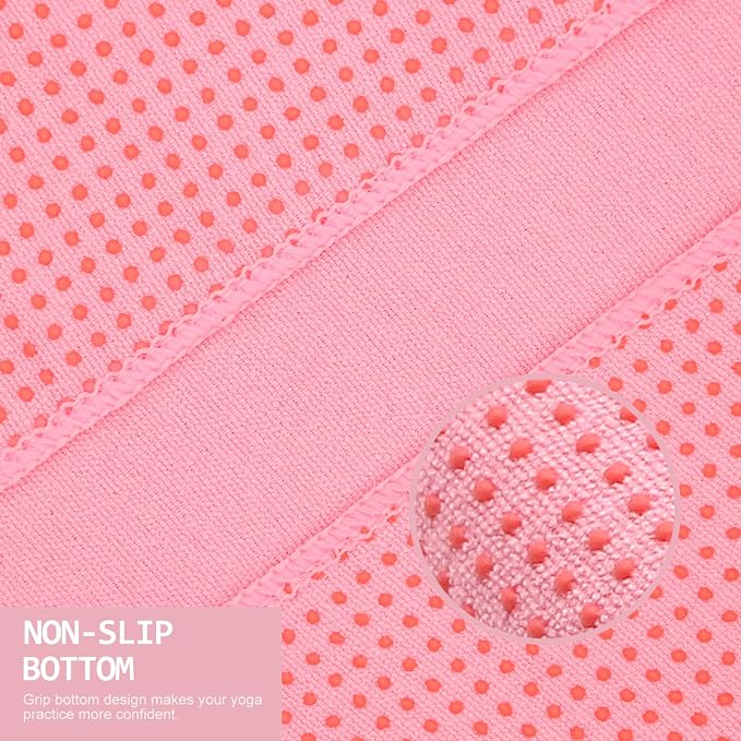 Eunzel 2 Pack Hot Yoga Towel with Grip Dot, Non Slip Yoga Mat Towe Sweat Absorbent Towel for Hot Yoga,Bikram, Pilates and Fitness 72" x 24", Taro Purple/Pink