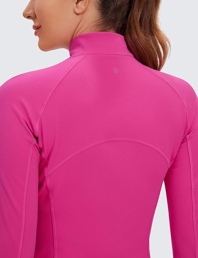CRZ YOGA Butterluxe Half Zip Long Sleeve Shirts for Women - Workout Athletic Yoga Tops Crop Collared Quarter Zipper T-Shirt