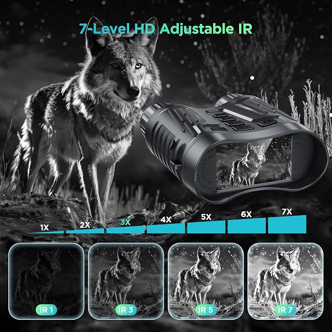4K Night Vision Goggles Binoculars - Infrared Night Vision in 100% Darkness, 3.2'' Large Screen, 8X Digital Zoom, 32GB Card to Save Photos and Videos for Camping Hunting & Security