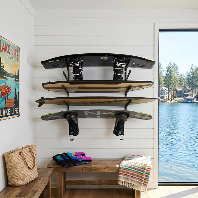 StoreYourBoard G-Vert Mini Wall Rack – Heavy-Duty Indoor Adjustable Multi-Sport Board Rack, 5 Levels for Surfboards, Paddle Boards, Snowboards, Skateboards and More, Holds 200 lbs