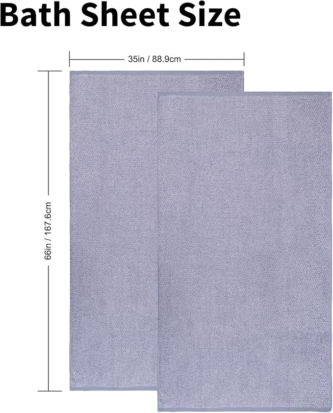 Everplush Oversized Bath Towel Sheet– 2Pieces, Super Soft & Highly Absorbent, Quick-Drying, Generously Sized & Thick. Perfect for Bathroom, Pool, Swimming Use. (Dusk, 35" x 66" 2PK)