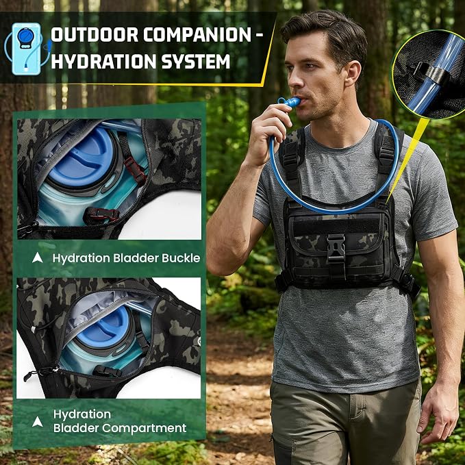 RAINSMORE Hydration Vest with Water Bladder Adjustable Strap Chest Pack
