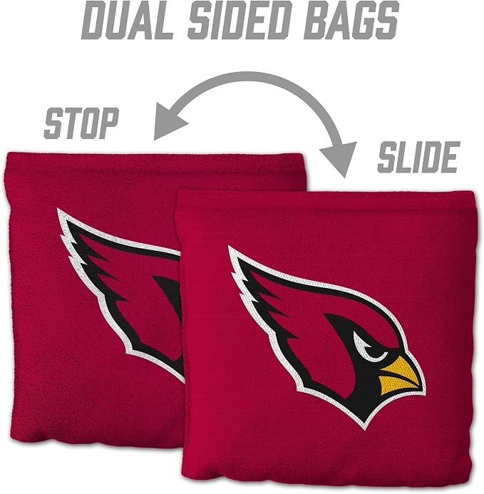 YouTheFan Officially-licensed NFL Set of 8 Cornhole Bags - All Weather Dual Sided Slide & Stop - regulation size
