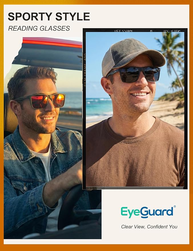 EYEGUARD 2 Pack Bifocal Reading Sunglasses for Men,Sports Sun Readers UV400 Protection Outdoor Driving Reading Glasses