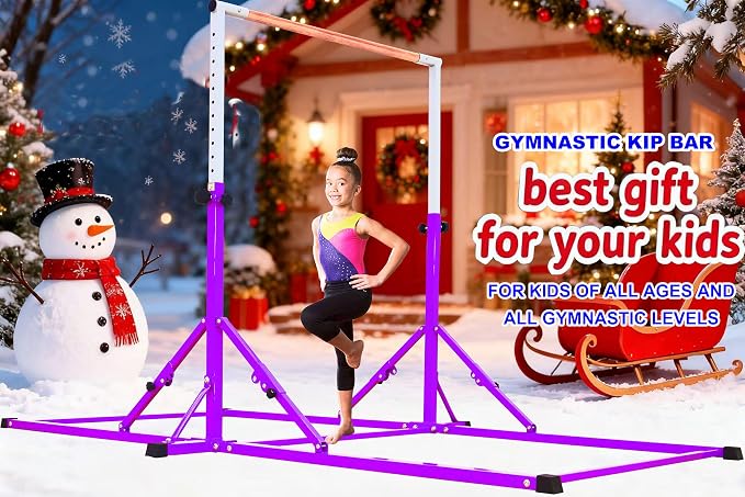 Marfula Gymnastic Bar For Kid and Teenage of 3-25, 5Ft/8 FT Base Length 4Ft Width 5Ft Adjust Height, Gymnastic Kip Bar For Gymnast, Gymnastic Training Equipment For Professional Training Home Club Use