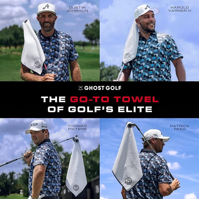 Ghost Golf Magnetic Towel (Caddie) - Premium Ultra-Absorbent Microfiber Golf Towel with Magnet for Golf Carts or Clubs - 18" x 40" Golfing Gear - Waffle Weave Pattern (Red)