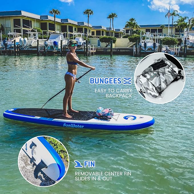 FunWater Stand Up Paddle Board Ultra-Light Inflatable Paddleboard with SUP Accessories for Adults & Youth of All Skill Levels