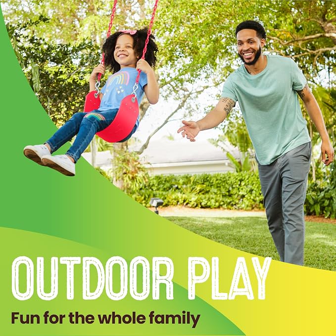 Swurfer Tree Outdoor Swing Set Swings – Playground Swing Seat Replacement, Swing Set Accessories, Easy Installation, Comfortable Heavy Duty Rubber Coated Chains, Weather Resistant, Ages 4 and Up