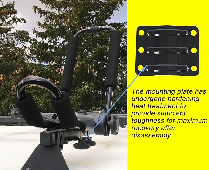 Folding Kayak Roof Rack J-Bar Adjustable | For Kayak/Canoe/SUP, Roof Mounting, Fits SUV/Car/Truck Crossbars(23-krf-1 )