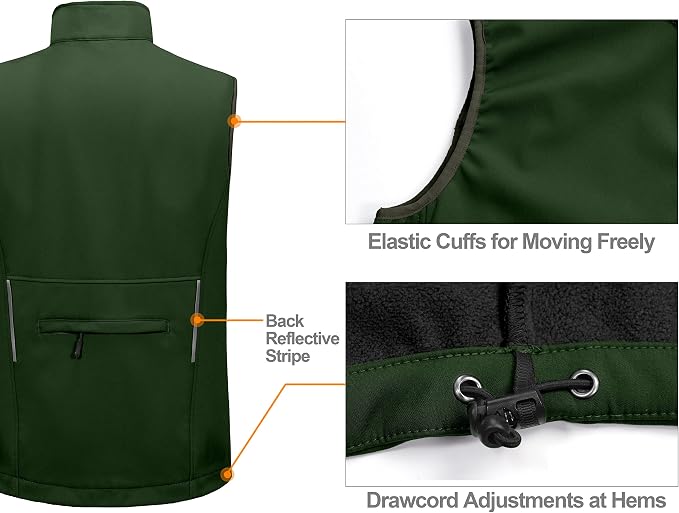 Little Donkey Andy Men's Lightweight Fleece Lined Softshell Vest Windproof Sleeveless Jacket for Hiking Travel Golf