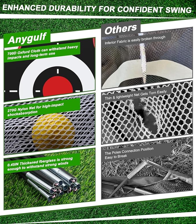 Golf Net, 10x7FT Golf Practice Net with Tri-Turf Mat for Outdoor Indoor, All-in-One Golf Hitting Aid Nets for Backyard Training Driving Chipping Swing, Gifts for Men/Him/Dad/Golfer