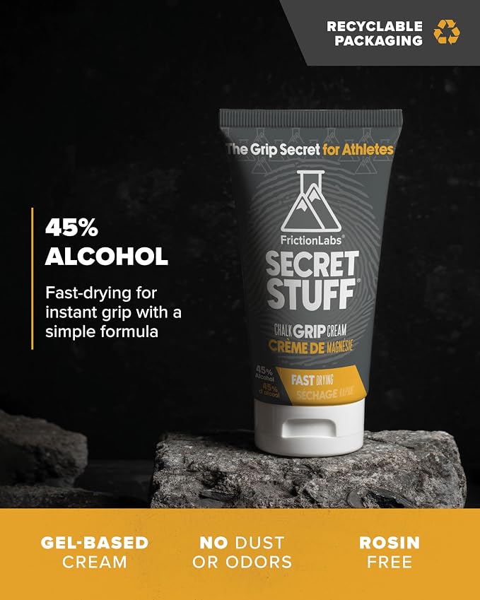 Friction Labs Quick Grip Secret Stuff Liquid Chalk for Athletes - Made in USA - Skin Friendly - Rock Climbing, Weightlifting, Gym, Tennis - Trusted by 100+ Pro Athletes - Best Workout Chalk - 75mL