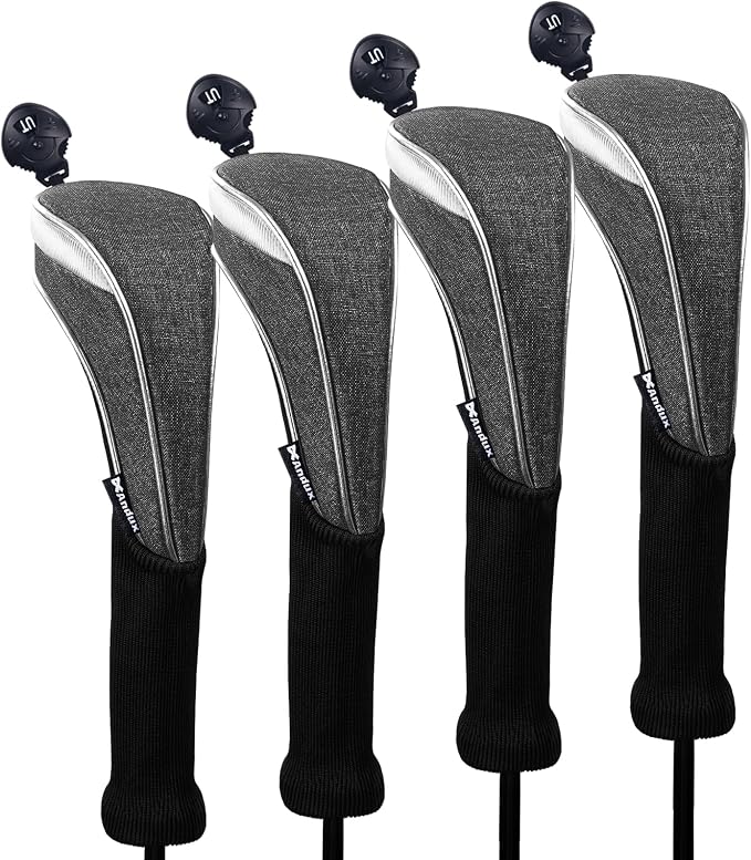 Andux 4 Pack Nylon Long Neck Golf Hybrid Club Head Covers with Dial No. Tag CTMT-03