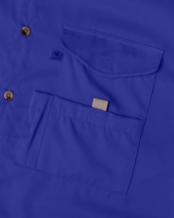 Alimens & Gentle Short Sleeve Fishing Shirt Wicking Fabric Sun Protection Casual Button Down Shirts
