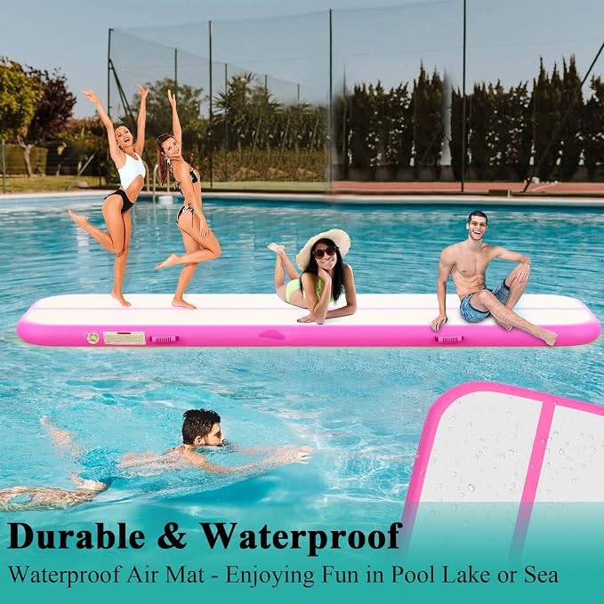 Estgora Gymnastics Mat for Tumbling Tumble Track, Thick Inflatable Gymnastic Training Equipment For kids At Home Gym Cheerleading with Electric Pump