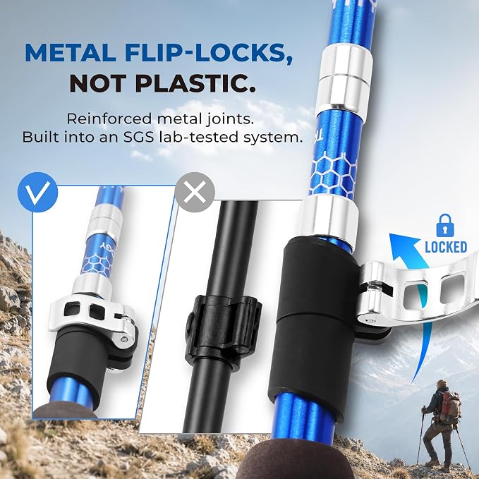 Trekology Trek-Z Collapsible Hiking & Trekking Poles - Balance Support for Seniors, Women, and Men, 2pc Per Set