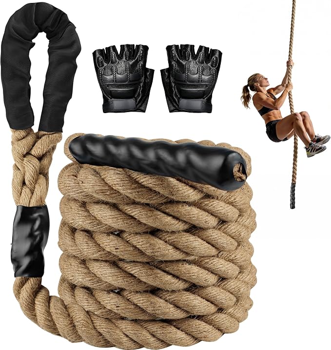 Climbing Rope 1.5 Inch Diameter - 10FT / 15FT Heavy Duty Gym Climbing Rope for Fitness & Strength Training Professional Workout Rope for Adults & Kids - Ideal for Home Gym, Outdoor & Indoor Exercises