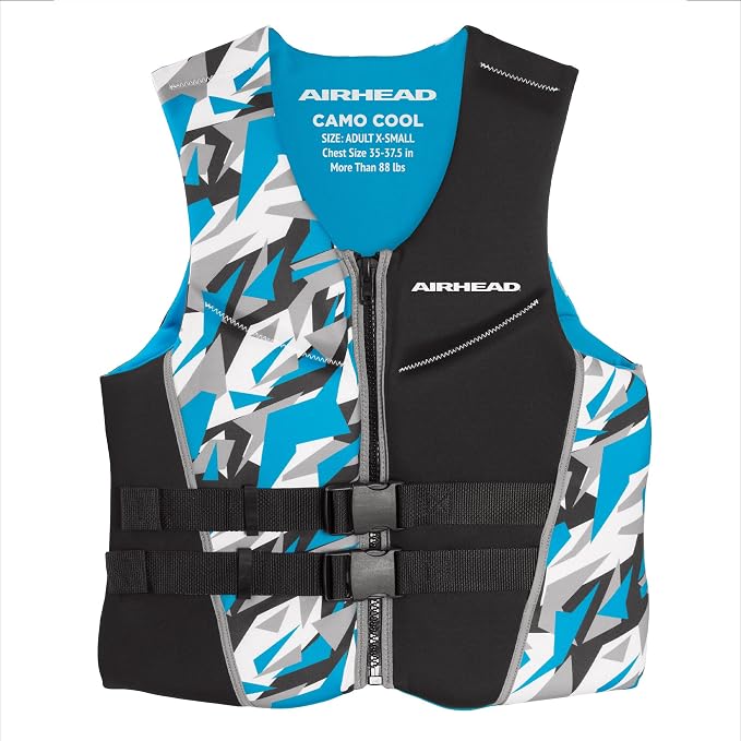 Airhead CAMO Cool Kwik-Dry Neolite Flex Life Jacket for Adults - USCG Approved Life Vest for Women & Men, Lightweight Flexible Watersports Vest for Boating, Wakeboarding, Kayaking & Jet Skiing