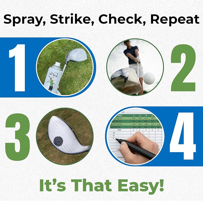 Dr. Swing Golf Impact Spray｜2 Pack｜ Club Spray for Ball Contact｜Quick Drying Vanishing Strike Formula｜Easy Wipe Design