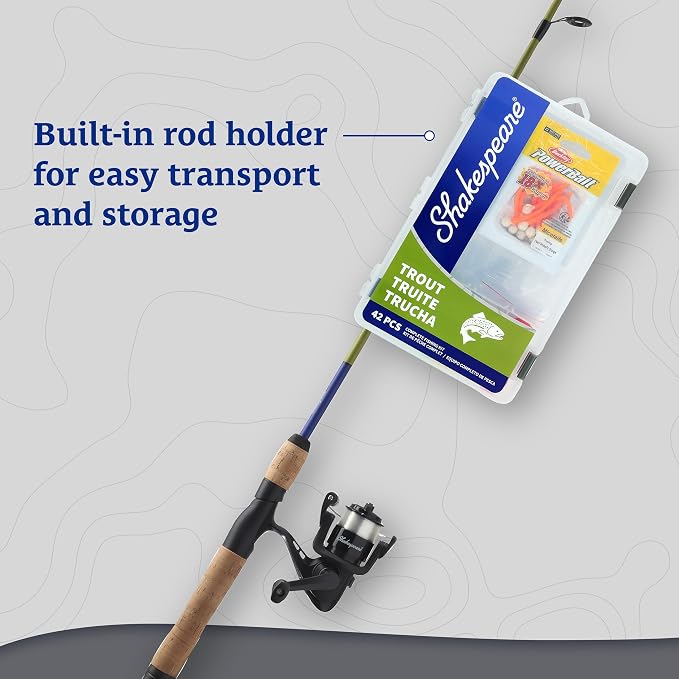 Shakespeare Catch More Fish Spinning Reel and Fishing Rod Combo with Kit