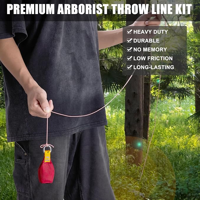 SOB Arborist Throw Line Kit with Slick Rope 197FT, Throw Weight, Reflective Storage Bag, Suit for Tree Cutting,Camping, Trimming, Hanging Swing ﻿ (197FT Rope with 8.8Oz Throw Bag)