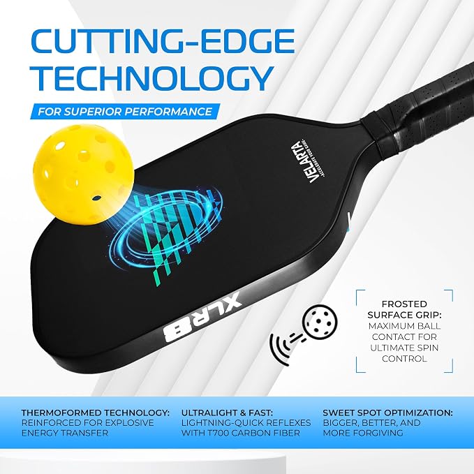 Velarta 2-Pack Professional Pickleball Paddles - Black + White - Carbon Fiber, USAPA Approved, 16mm, Premium Grip - Paddle Rackets for Adults