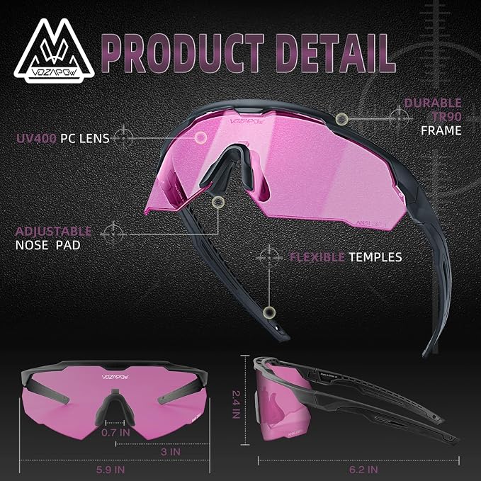 Shooting Glasses Anti Fog with High Definition Lenses, ANSI Z87+ Certified Tactical Safety Glasses for Men Women