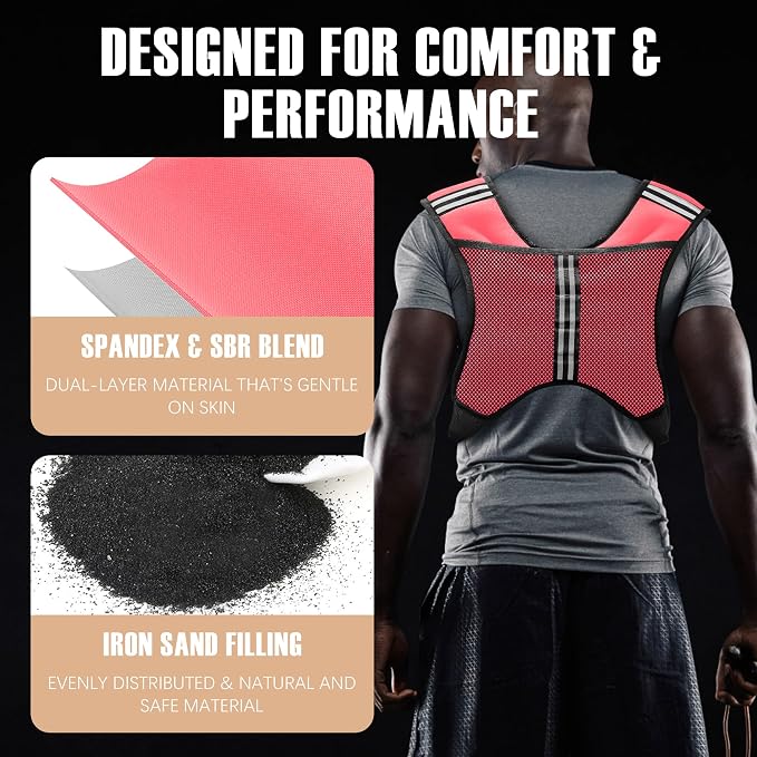 NATURELUX Weighted Vest Men or Women - 5/10/15/20/25/30lbs Weights with Reflective Stripe, Weighted Vest for Workout Equipment for Strength Training Running - Walking Weight Loss