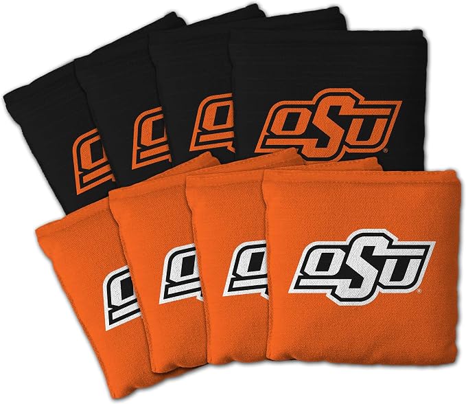 YouTheFan Officially-Licensed NCAA Set of 8 Cornhole Bags - All Weather Dual Sided Slide & Stop - Regulation Size with Carry case