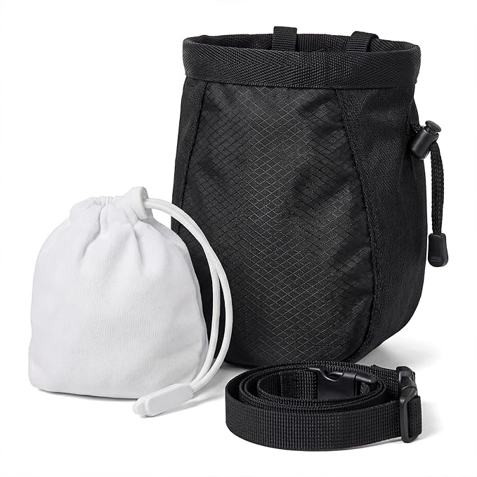 Climbing Chalk Bag for Rock Climbing - with Chalk Ball - Adjustable Black Chalk Bag Bouldering for Rock Climbing Equipment