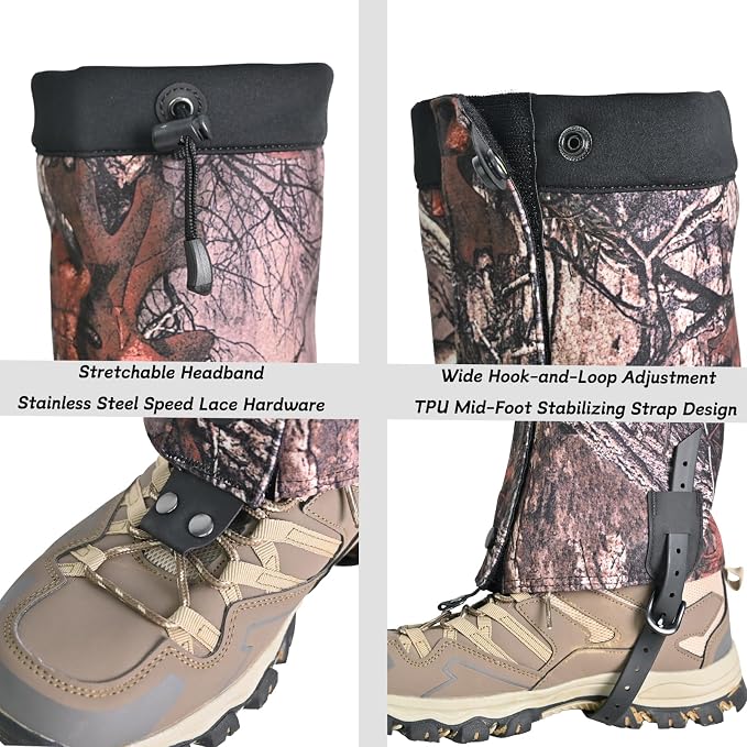 Leg Gaiters- Waterproof Boot Gaiter for Men & Women, with 1000D Wear Resistantand Snowproof and Waterproof Leg Protectors for Hiking and Camping