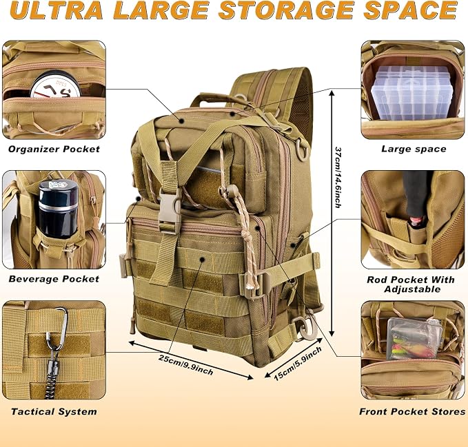139PCS Tackle Box Backpack,Fishing Backpack with Accessories,Tackle Bag Fishing Tool Kit Fish Pliers Salt Water Fishing Tackle Set for Men Women Gifts (Brown)